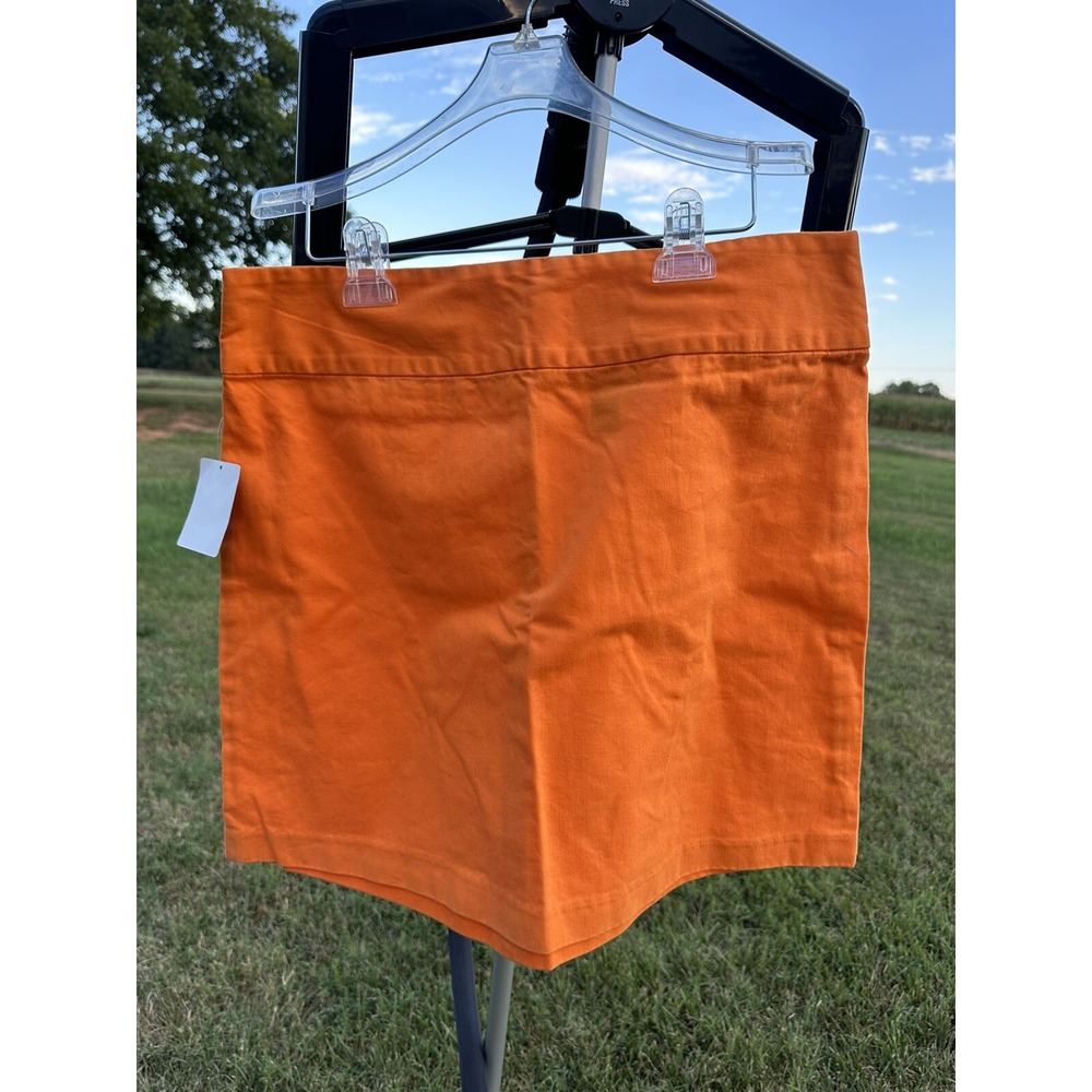 New Orange High Waisted Twill Mini Skirt Cotton Blend Back Zip‎ Short Skirt